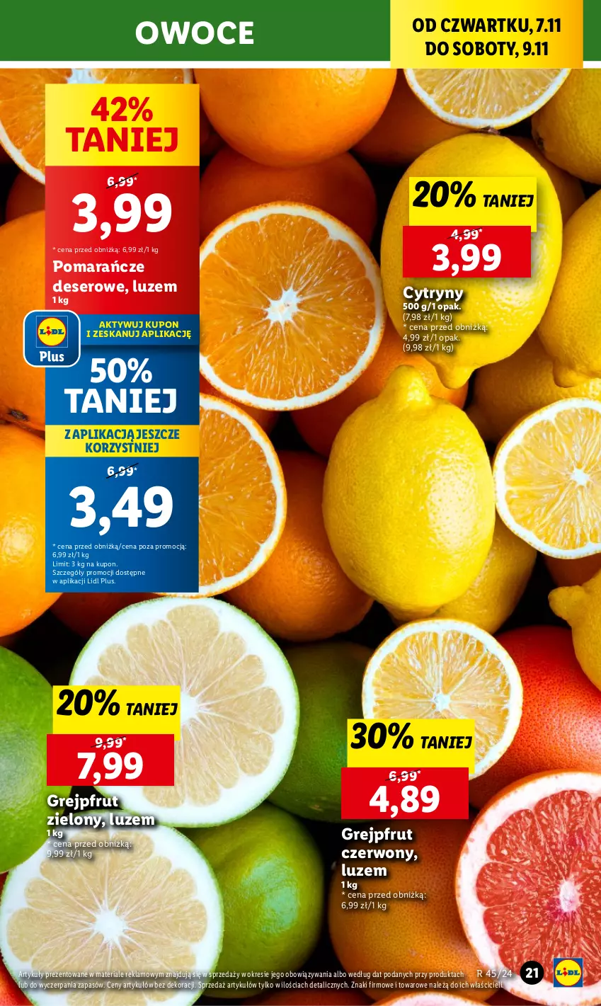 Gazetka promocyjna Lidl - GAZETKA - ważna 07.11 do 09.11.2024 - strona 23 - produkty: Cytryny, Deser, Grejpfrut, Owoce, Pomarańcze, Ser