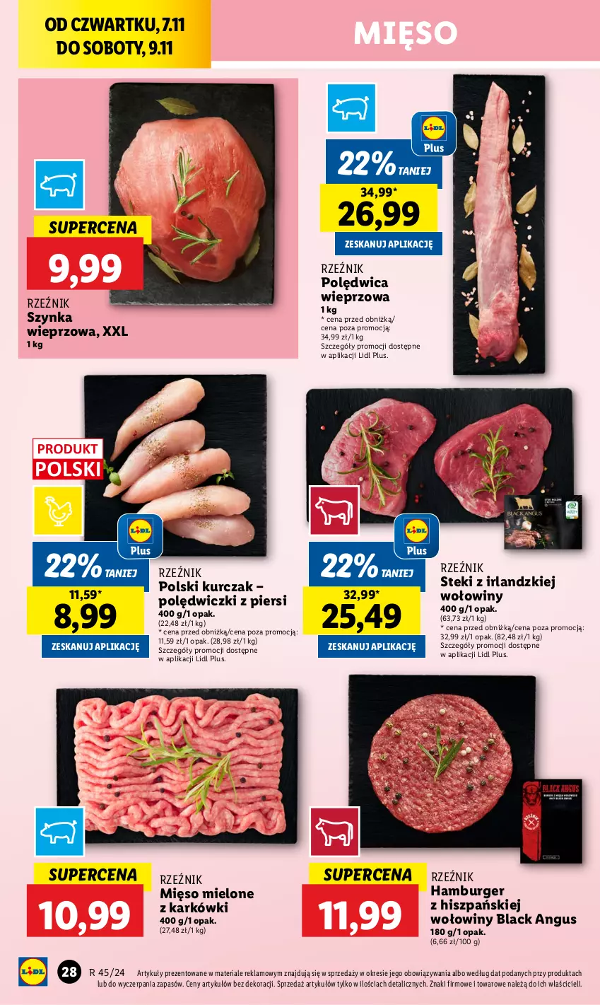 Gazetka promocyjna Lidl - GAZETKA - ważna 07.11 do 09.11.2024 - strona 30 - produkty: Burger, Hamburger, Kurczak, Lack, Mięso, Mięso mielone, Polędwica, Stek, Szynka, Szynka wieprzowa