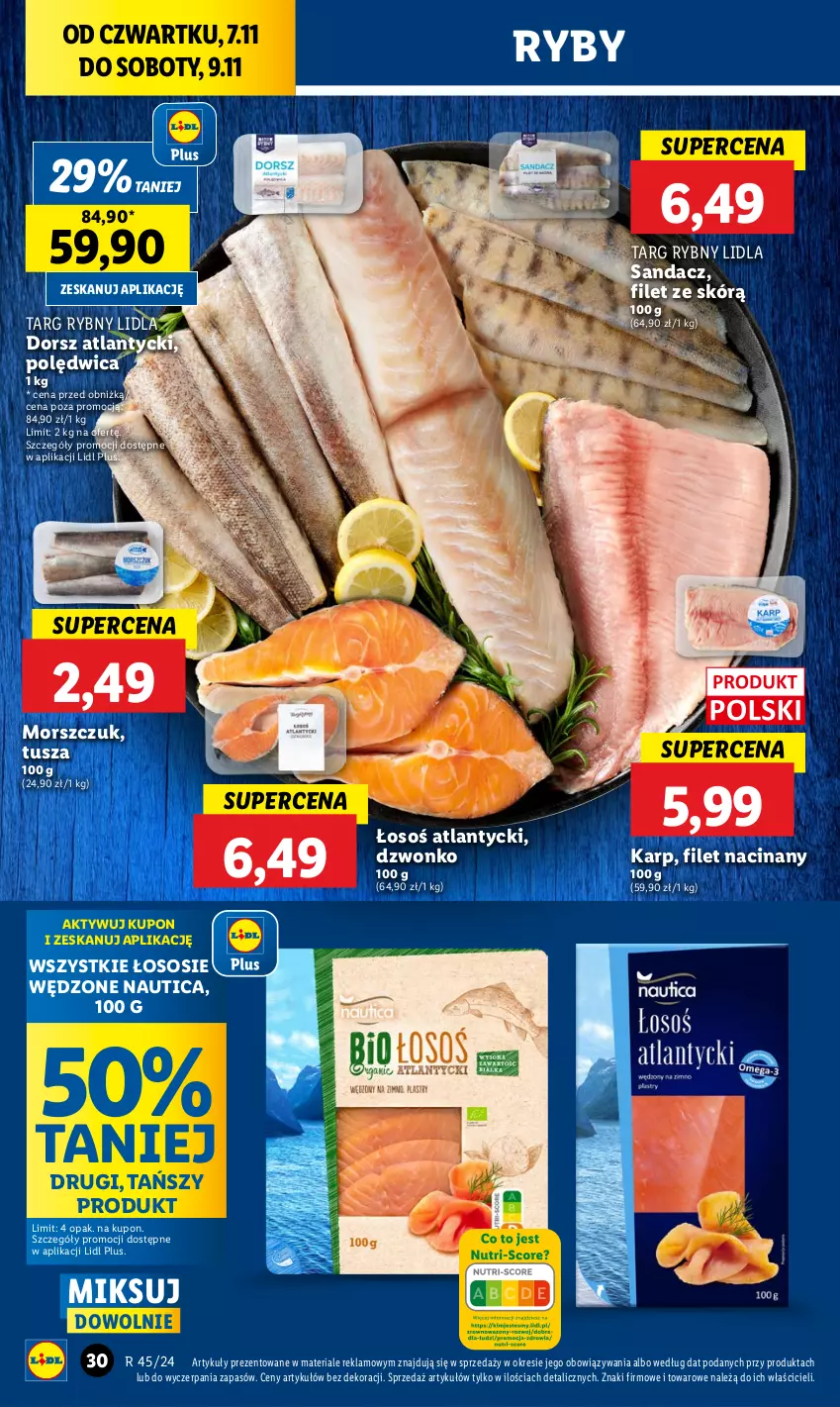 Gazetka promocyjna Lidl - GAZETKA - ważna 07.11 do 09.11.2024 - strona 32 - produkty: Dorsz, Karp, Polędwica, Sandacz, Sos, Tusz