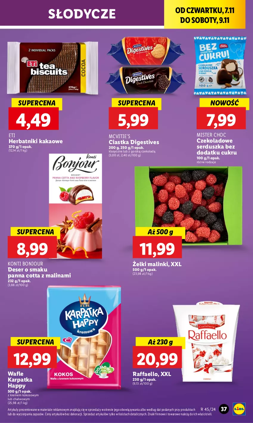 Gazetka promocyjna Lidl - GAZETKA - ważna 07.11 do 09.11.2024 - strona 39 - produkty: Ciastka, Deser, Fa, Herbatniki, Kakao, Karp, Kokos, Panna cotta, Raffaello, Ser, Wafle