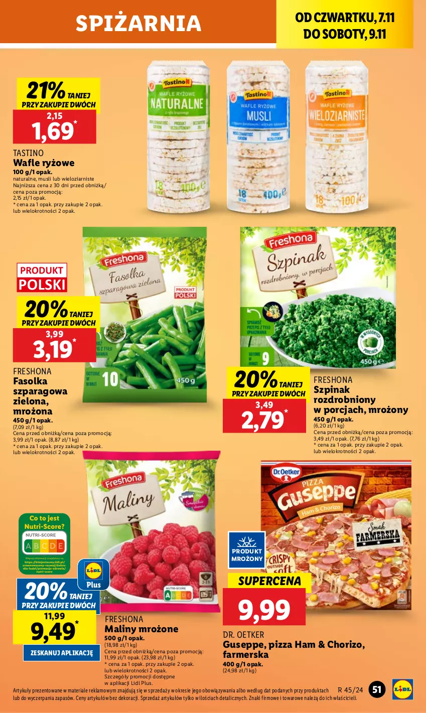 Gazetka promocyjna Lidl - GAZETKA - ważna 07.11 do 09.11.2024 - strona 53 - produkty: Dr. Oetker, Fa, Maliny, Mus, Pizza, Por, Ryż, Szpinak, Wafle