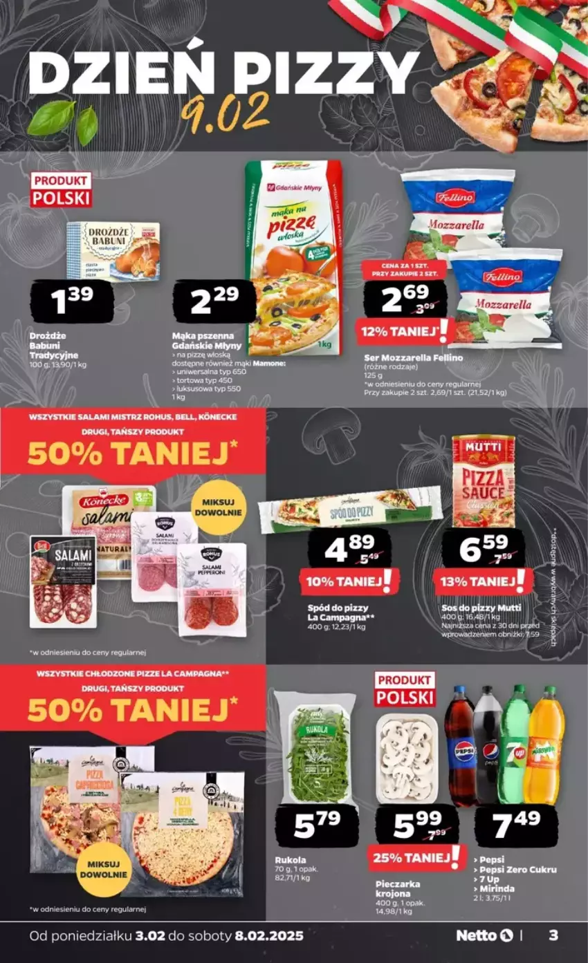 Gazetka promocyjna Netto - ważna 03.02 do 09.02.2025 - strona 12 - produkty: Bell, Drożdże, Fa, Pepsi, Salami, Spód do pizzy