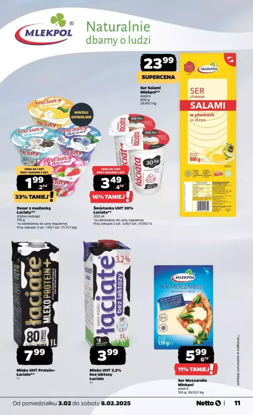 Gazetka promocyjna Netto - ważna 03.02 do 09.02.2025 - strona 5 - produkty: Mleko, Mozzarella, Salami, Ser