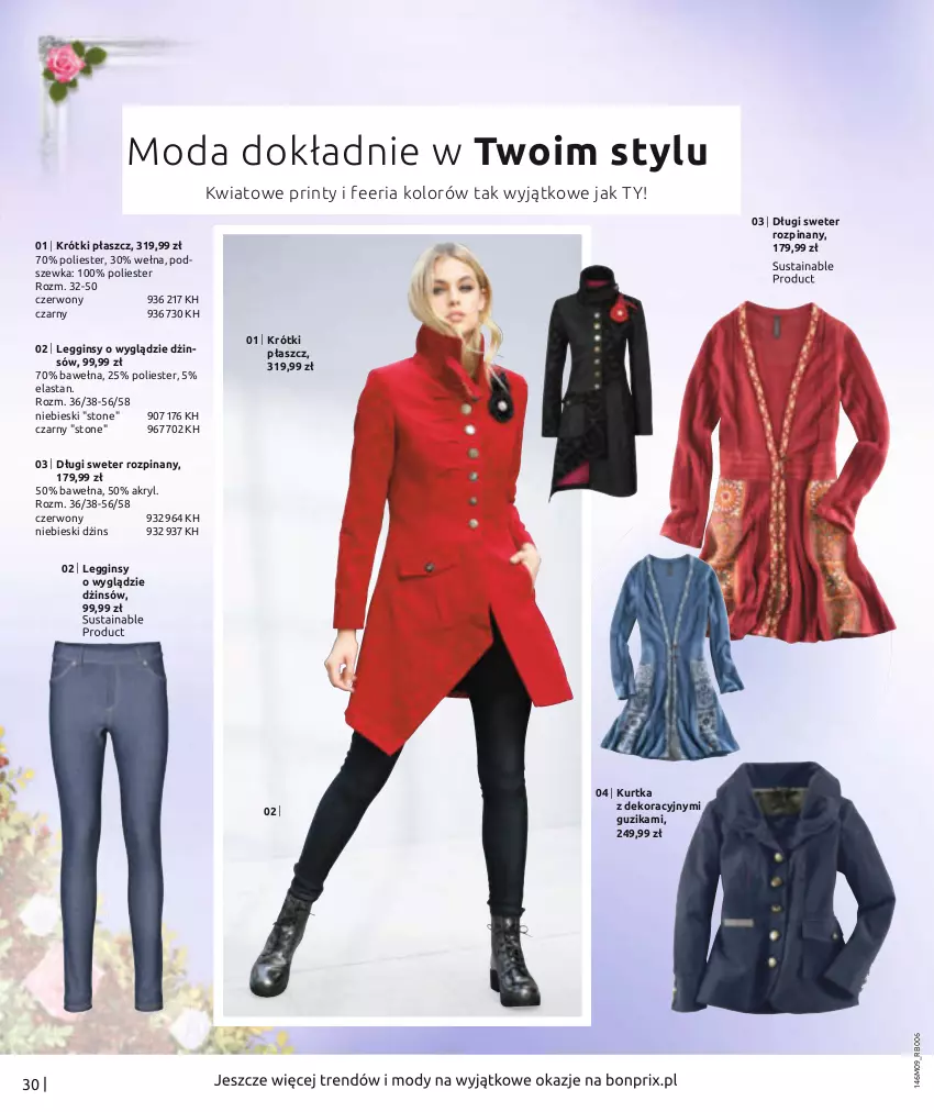 Gazetka promocyjna Bonprix - Jesienny look - ważna 16.09.2022 do 16.03.2023 - strona 32 - produkty: Gin, Kurtka, Legginsy, Moda, Płaszcz, Sweter, Wełna