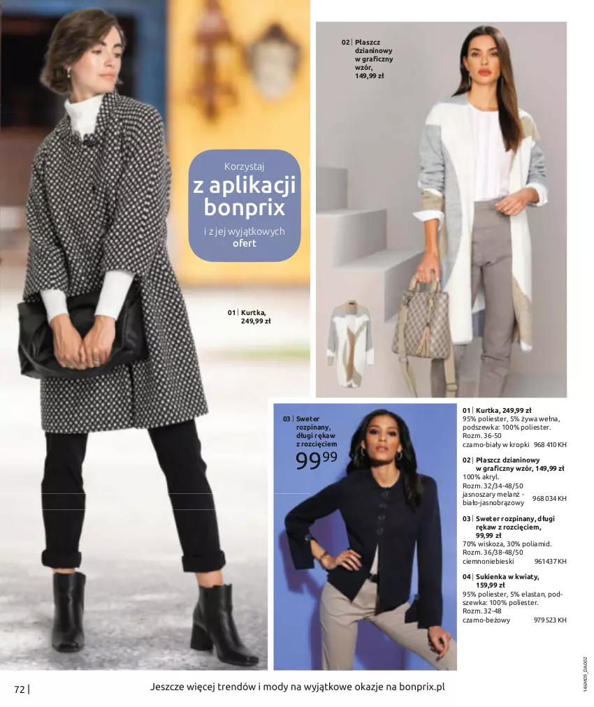 Gazetka promocyjna Bonprix - Jesienny look - ważna 16.09.2022 do 16.03.2023 - strona 74 - produkty: Gra, Kurtka, Płaszcz, Sukienka, Sweter, Wełna