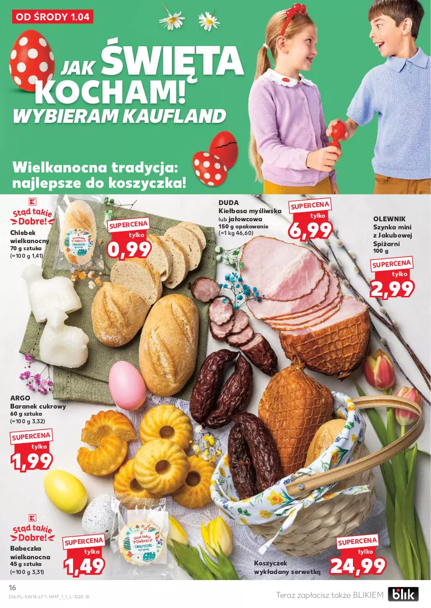 Gazetka promocyjna Kaufland - Gazetka tygodnia - ważna 01.04 do 08.04.2026 - strona 16 - produkty: Chleb, Duda, Kiełbasa, Koc, Kosz, Olewnik, Ser, Szynka, Tera