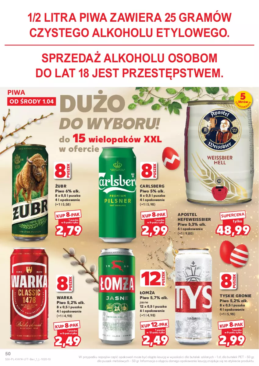 Gazetka promocyjna Kaufland - Gazetka tygodnia - ważna 01.04 do 08.04.2026 - strona 50 - produkty: Carlsberg, Gra, Piwa, Piwo, Sok, Tyskie, Warka