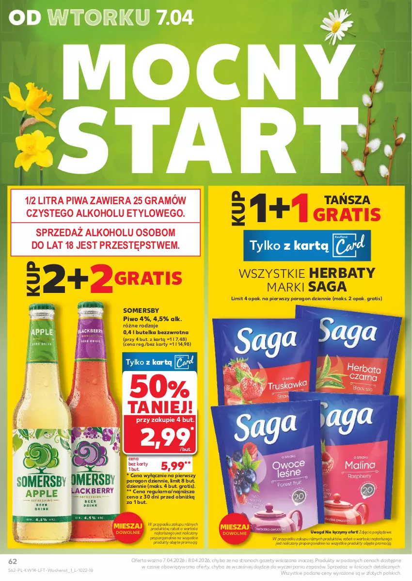 Gazetka promocyjna Kaufland - Gazetka tygodnia - ważna 01.04 do 08.04.2026 - strona 62 - produkty: Gra, Piwa, Piwo, Por, Saga, Somersby, Waga