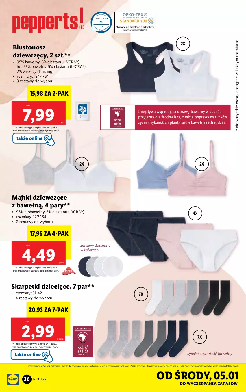 Gazetka promocyjna Lidl - GAZETKA - ważna 03.01 do 09.01.2022 - strona 36 - produkty: Biustonosz, Dzieci, Karp, Majtki, Skarpetki, Sok