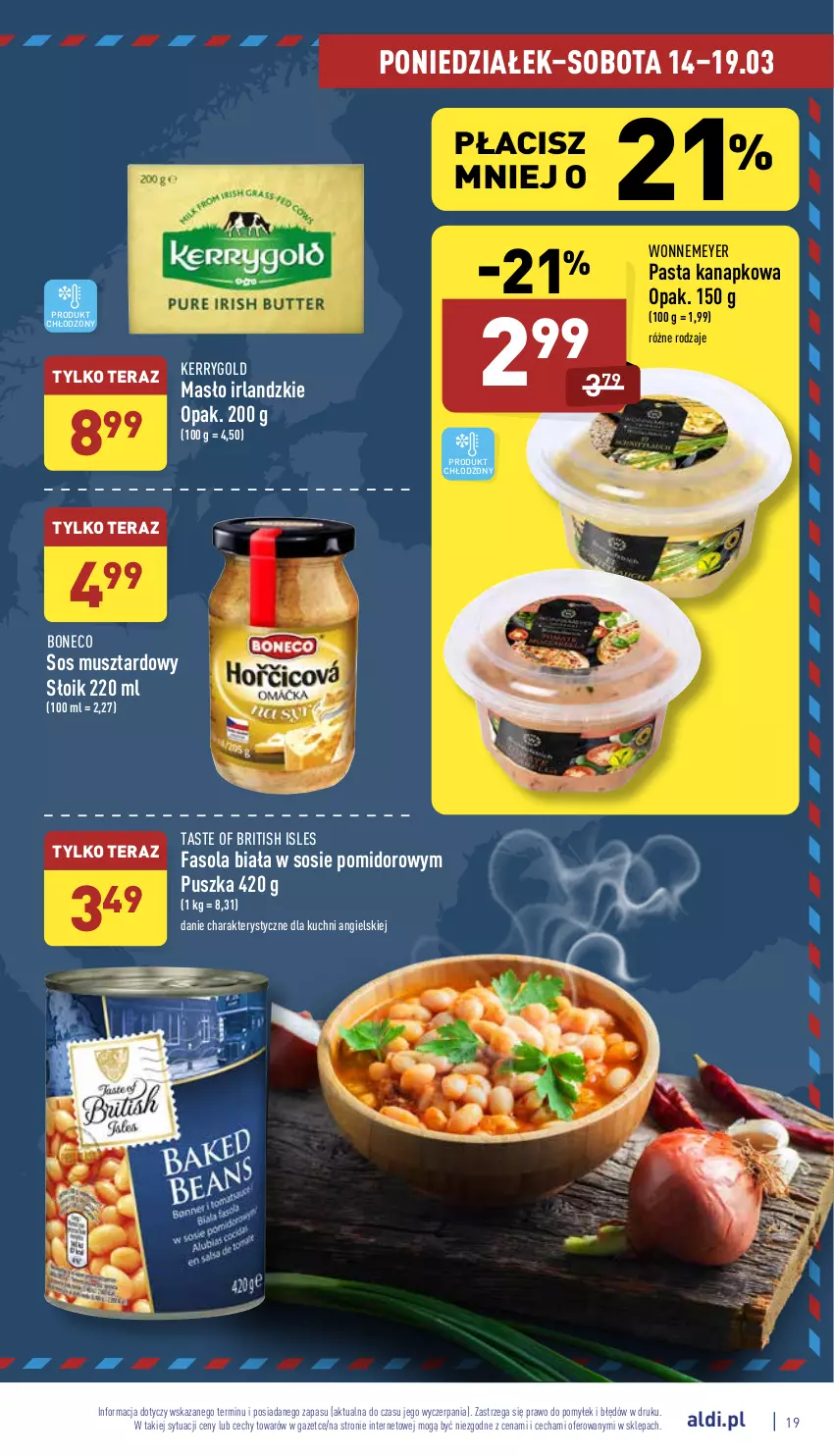 Gazetka promocyjna Aldi - Pełny katalog - ważna 14.03 do 19.03.2022 - strona 19 - produkty: Brit, Fa, Fasola, Masło, Mus, Sos, Tera