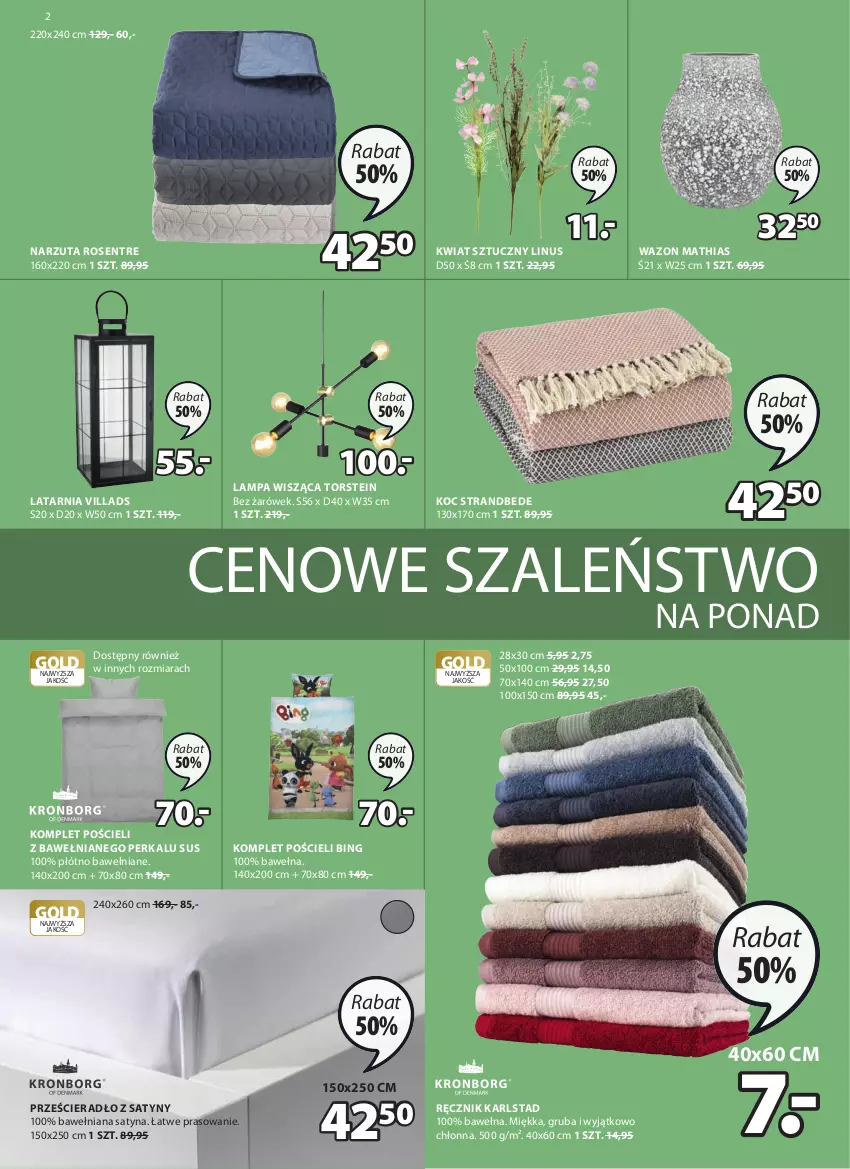 Gazetka promocyjna Jysk - ważna 17.02 do 02.03.2021 - strona 3 - produkty: Koc, Komplet pościeli, Lampa, Lampa wisząca, Latarnia, Narzuta, Pościel, Prześcieradło, Ręcznik, Szal, Tran, Wazon, Wełna