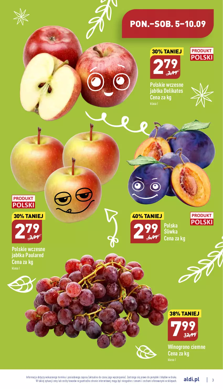 Gazetka promocyjna Aldi - Pełny katalog - ważna 05.09 do 10.09.2022 - strona 3 - produkty: Jabłka, Wino