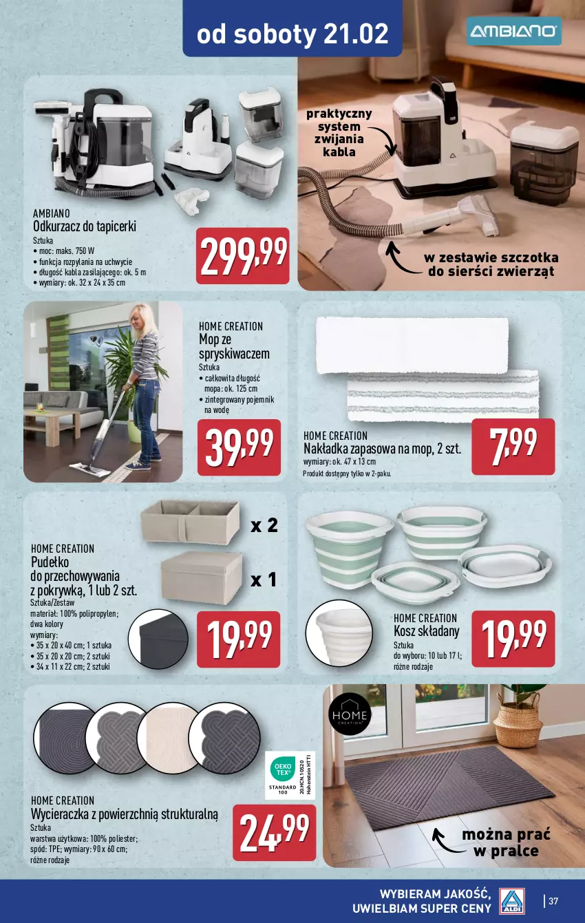 Gazetka promocyjna Aldi - Pełna oferta - ważna 16.02 do 21.02.2026 - strona 37 - produkty: Kosz, Mop, Odkurzacz, Pojemnik, Pudełko, Szczotka, Szczotka do sierści, Wycieraczka