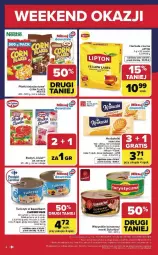 Gazetka promocyjna Carrefour - Gazetka Weekend okazji już od czwartku! - Gazetka - ważna od 26.04 do 26.04.2026 - strona 4 - produkty: Krakus, Corn flakes, Sok, Ser, Sokołów, Kisiel, Kawa, Herbata czarna, Dr. Oetker, Herbatniki, Lipton, Tuńczyk, Danio, Herbata, Krakuski, Budyń, Fa