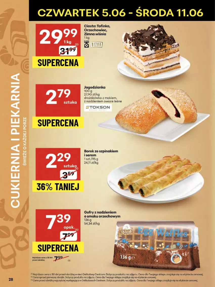 Gazetka promocyjna Delikatesy Centrum - Franczyza DC23 Czwartek - ważna 05.06 do 11.06.2025 - strona 28 - produkty: Gofry, Inka, Jagodzianka, Owoce, Rum, Ser, Szpinak