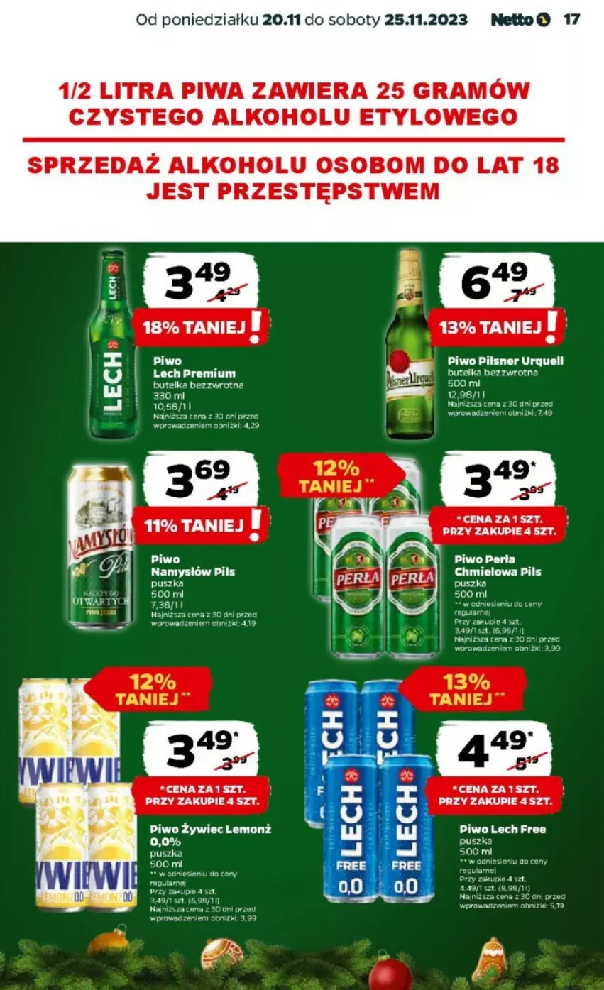 Gazetka promocyjna Netto - ważna 20.11 do 25.11.2023 - strona 9 - produkty: Gra, Lech Premium, Namysłów, Pilsner Urquell, Piwa, Piwo