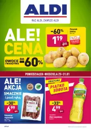 Gazetka promocyjna Aldi - ALE! CENA - Gazetka - ważna od 31.01 do 31.01.2021 - strona 1 - produkty: Warzywa, Kujawski, Olej rzepakowy, Owoce, Kabanos, Olej