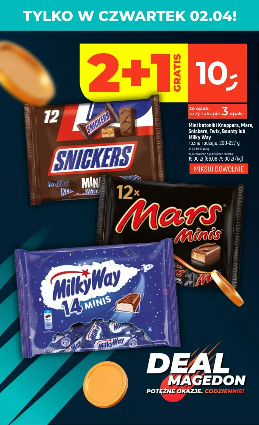 Gazetka promocyjna Dealz - NOWA GAZETKA - ważna 02.04 do 08.04.2026 - strona 2 - produkty: Baton, Bounty, Knoppers, Mars, Milky Way, Snickers, Tonik, Twix