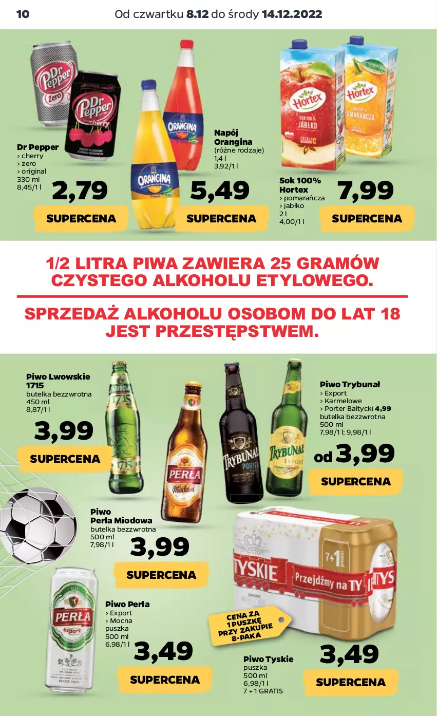 Gazetka promocyjna Netto - Artykuły spożywcze - ważna 08.12 do 14.12.2022 - strona 10 - produkty: Gin, Gra, Hortex, Napój, Perła, Piwa, Piwo, Por, Sok, Tyskie