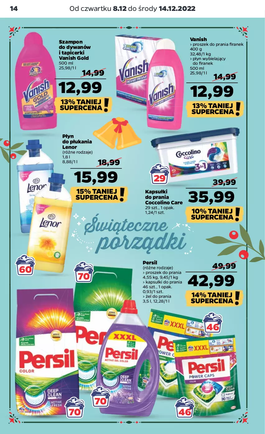 Gazetka promocyjna Netto - Artykuły spożywcze - ważna 08.12 do 14.12.2022 - strona 14 - produkty: Coccolino, Dywan, Kapsułki do prania, Lenor, Persil, Płyn do płukania, Por, Proszek do prania, Szampon, Vanish, Vanish Gold