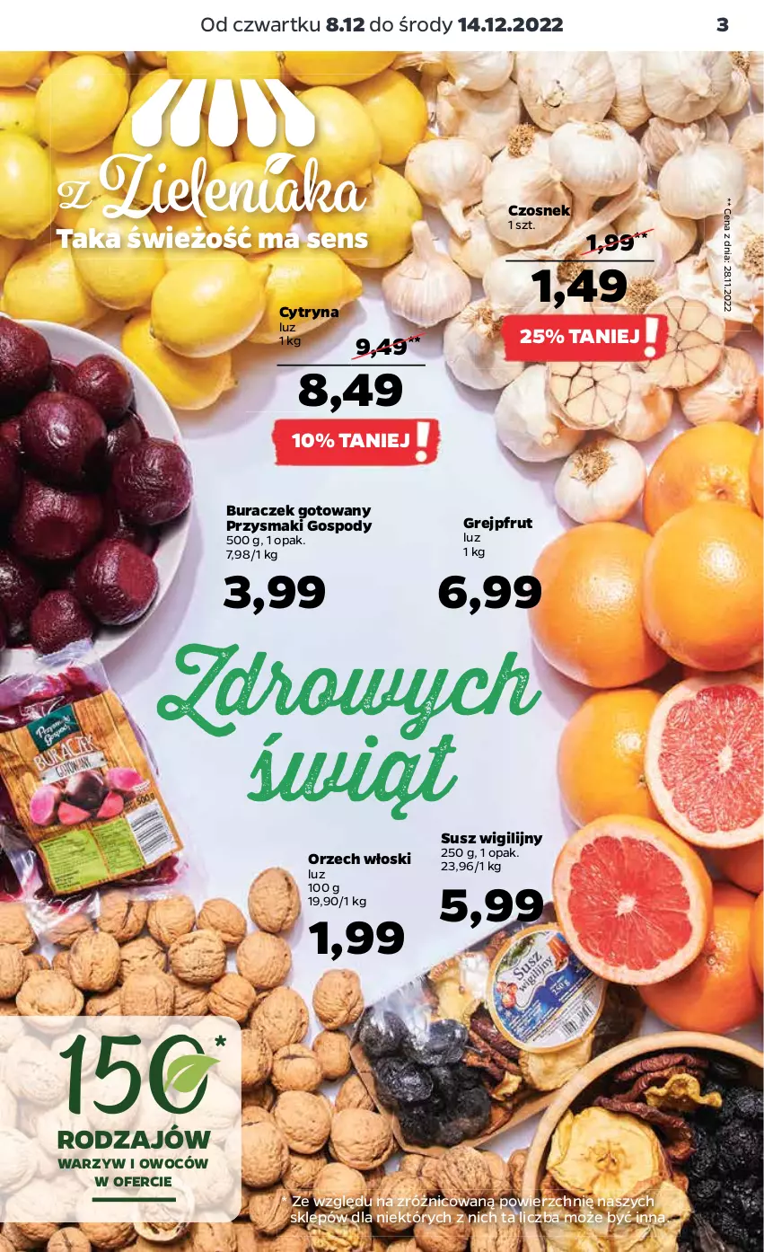 Gazetka promocyjna Netto - Artykuły spożywcze - ważna 08.12 do 14.12.2022 - strona 3 - produkty: Czosnek, Grejpfrut, Przysmaki