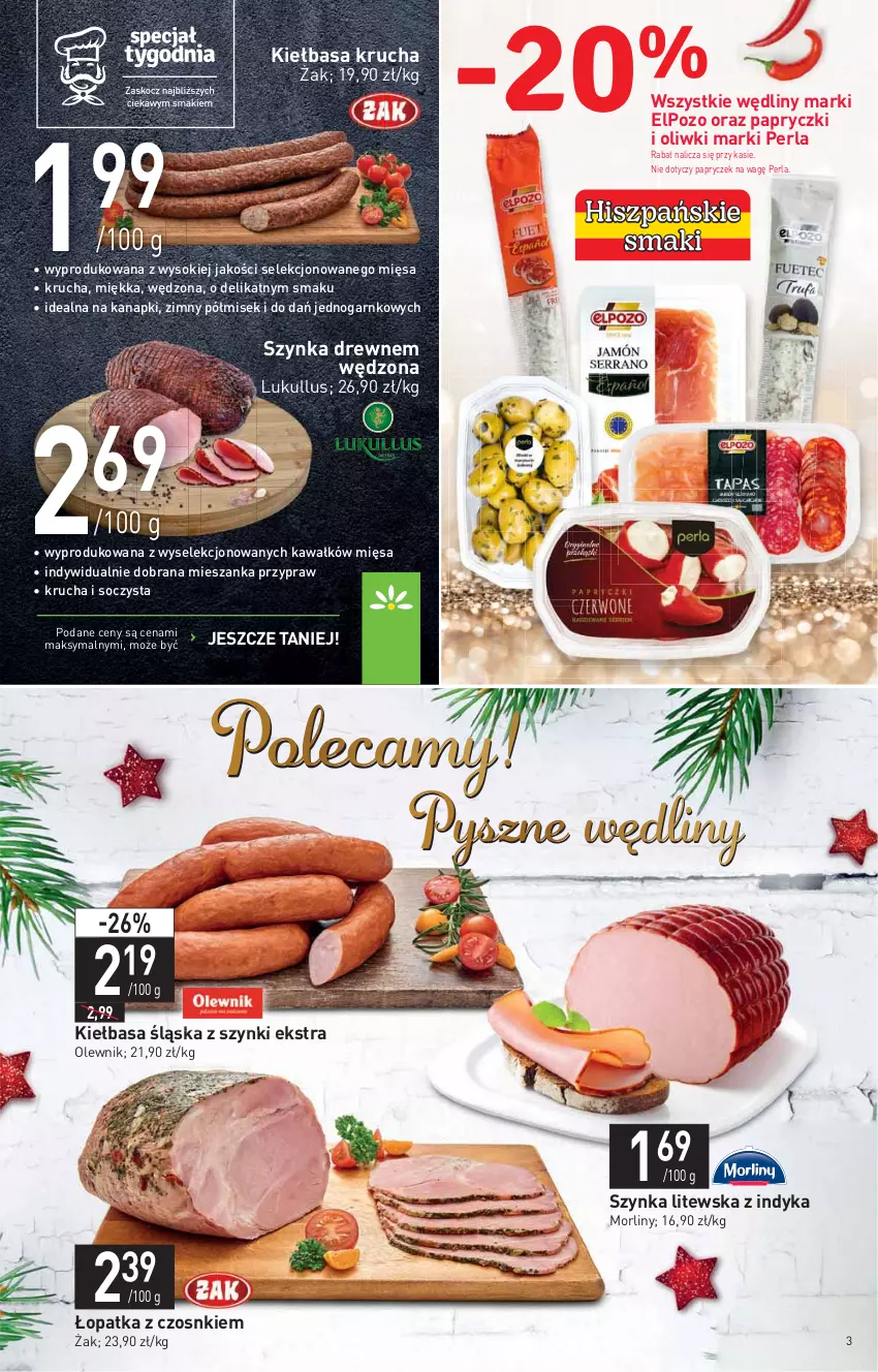 Gazetka promocyjna Stokrotka - Supermarket - ważna 29.12.2021 do 04.01.2022 - strona 3 - produkty: Kawa, Kiełbasa, Kiełbasa krucha, Kiełbasa śląska, Morliny, Olewnik, Oliwki, Sok, Szynka