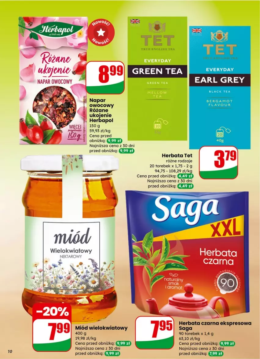 Gazetka promocyjna Dino - Gazetka 02 / 2026 - ważna 07.01 do 13.01.2026 - strona 10 - produkty: Earl Grey, Herbapol, Herbata, Herbata czarna, Miód, Nektar, Róża, Saga