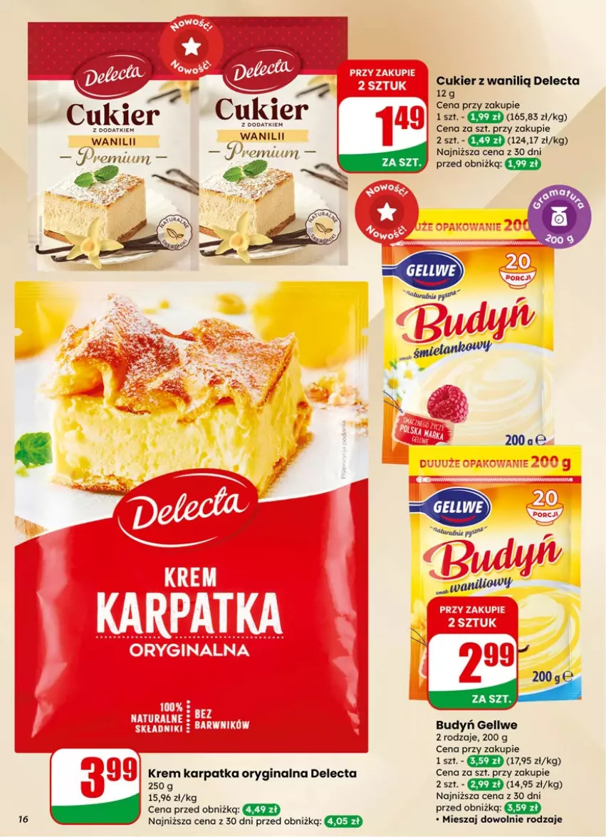 Gazetka promocyjna Dino - Gazetka 02 / 2026 - ważna 07.01 do 13.01.2026 - strona 16 - produkty: Budyń, Cukier, Delecta, Gin, Karp
