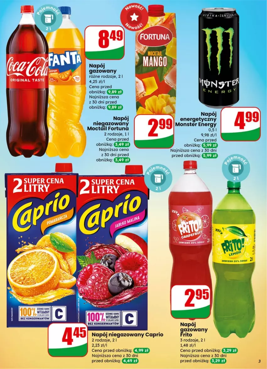 Gazetka promocyjna Dino - Gazetka 02 / 2026 - ważna 07.01 do 13.01.2026 - strona 3 - produkty: Fortuna, Napój, Napój energetyczny, Napój gazowany, Napój niegazowany, Ser, Sok