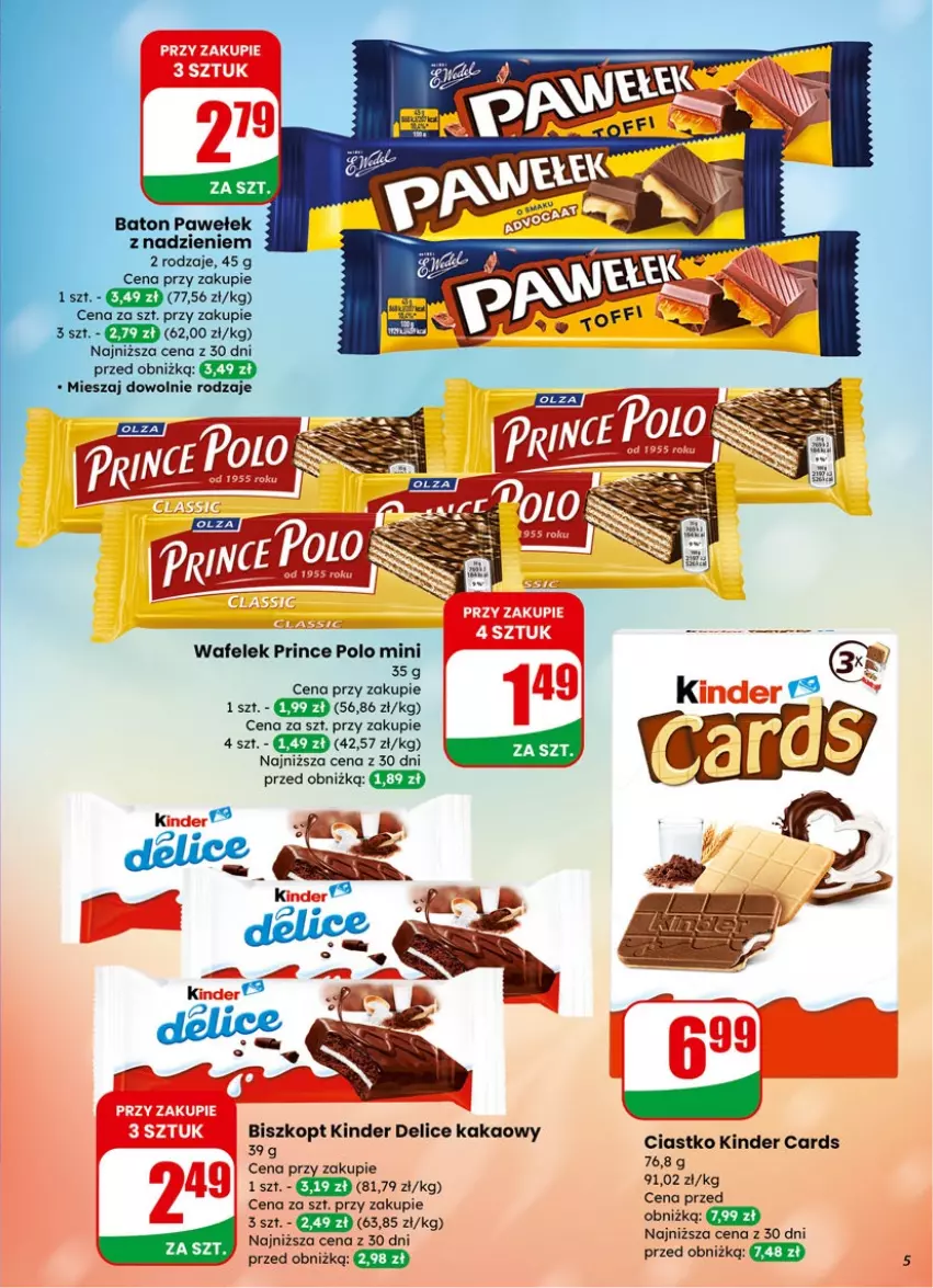 Gazetka promocyjna Dino - Gazetka 02 / 2026 - ważna 07.01 do 13.01.2026 - strona 5 - produkty: Baton, Kakao, Kinder, Prince Polo, Wafelek