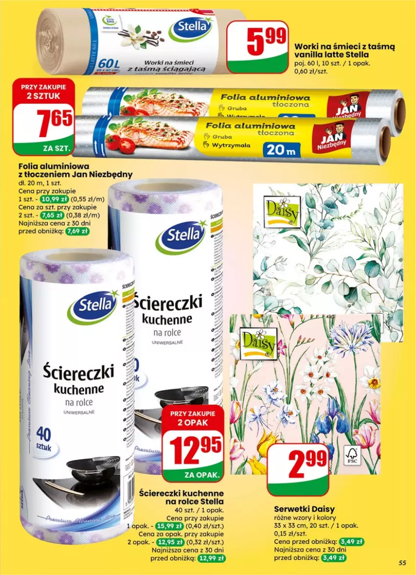 Gazetka promocyjna Dino - Gazetka 02 / 2026 - ważna 07.01 do 13.01.2026 - strona 55 - produkty: Folia aluminiowa, Jan Niezbędny, Ser, Serwetki, Worki na śmiec, Worki na śmieci