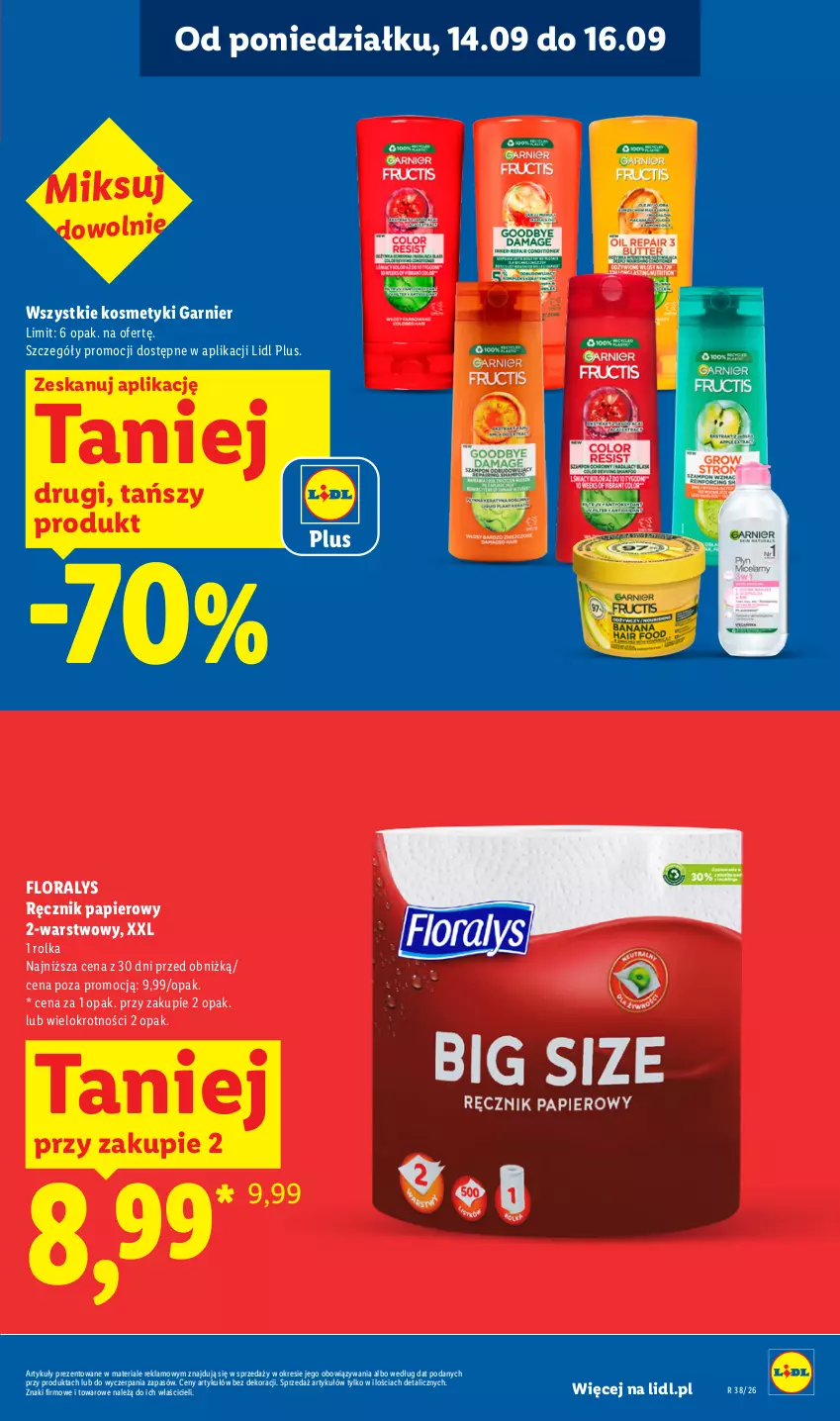 Gazetka promocyjna Lidl - Gazetka ważna od 14.09 do 16.09 - ważna 14.09 do 16.09.2026 - strona 19 - produkty: Flora, Garnier, Papier, Ręcznik