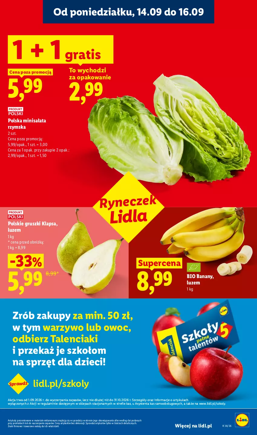 Gazetka promocyjna Lidl - Gazetka ważna od 14.09 do 16.09 - ważna 14.09 do 16.09.2026 - strona 27 - produkty: Banany, Dzieci, Gra, Gruszki, Sałat