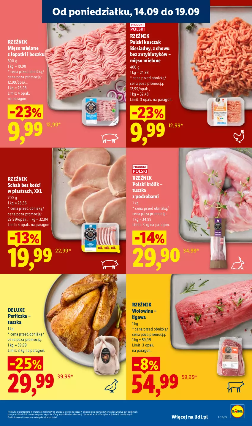 Gazetka promocyjna Lidl - Gazetka ważna od 14.09 do 16.09 - ważna 14.09 do 16.09.2026 - strona 37 - produkty: Królik, Kurczak, Mięso, Mięso mielone, Perliczka, Schab bez kości, Tusz, Wołowina