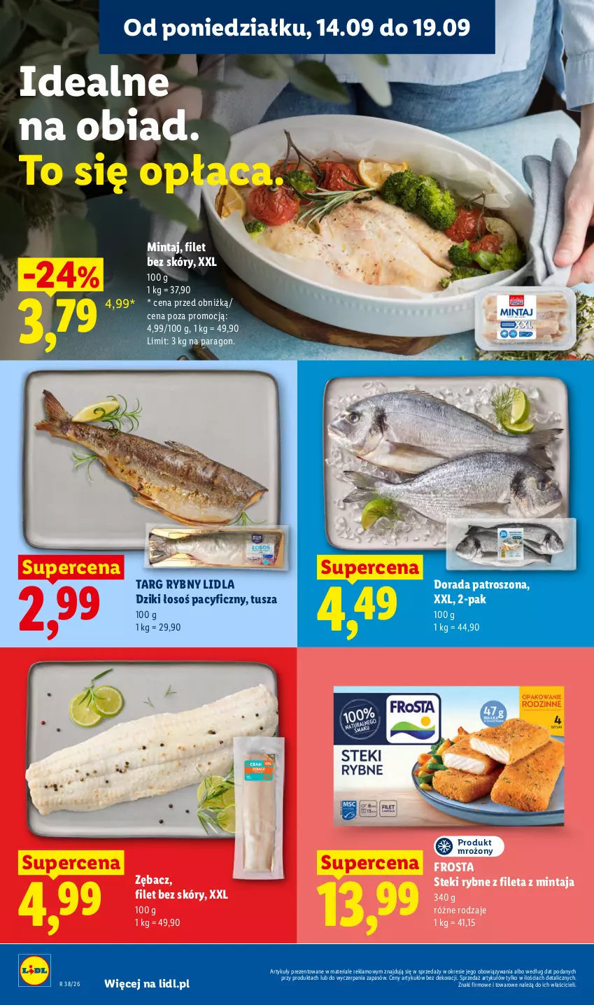 Gazetka promocyjna Lidl - Gazetka ważna od 14.09 do 16.09 - ważna 14.09 do 16.09.2026 - strona 44 - produkty: Frosta, Mintaj, Stek, Tusz