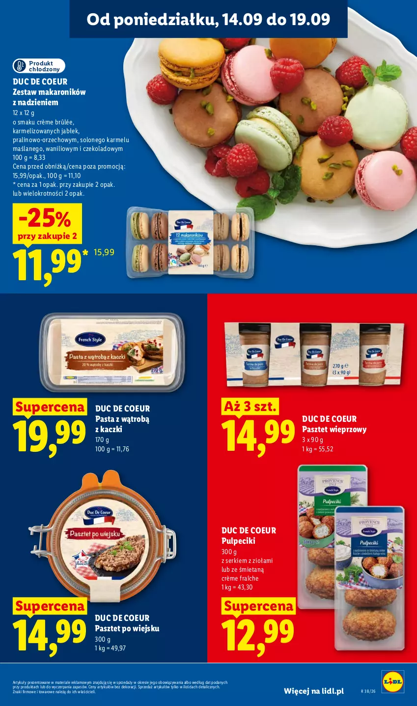 Gazetka promocyjna Lidl - Gazetka ważna od 14.09 do 16.09 - ważna 14.09 do 16.09.2026 - strona 49 - produkty: Crème brûlée, Makaron, Pasztet, Ser