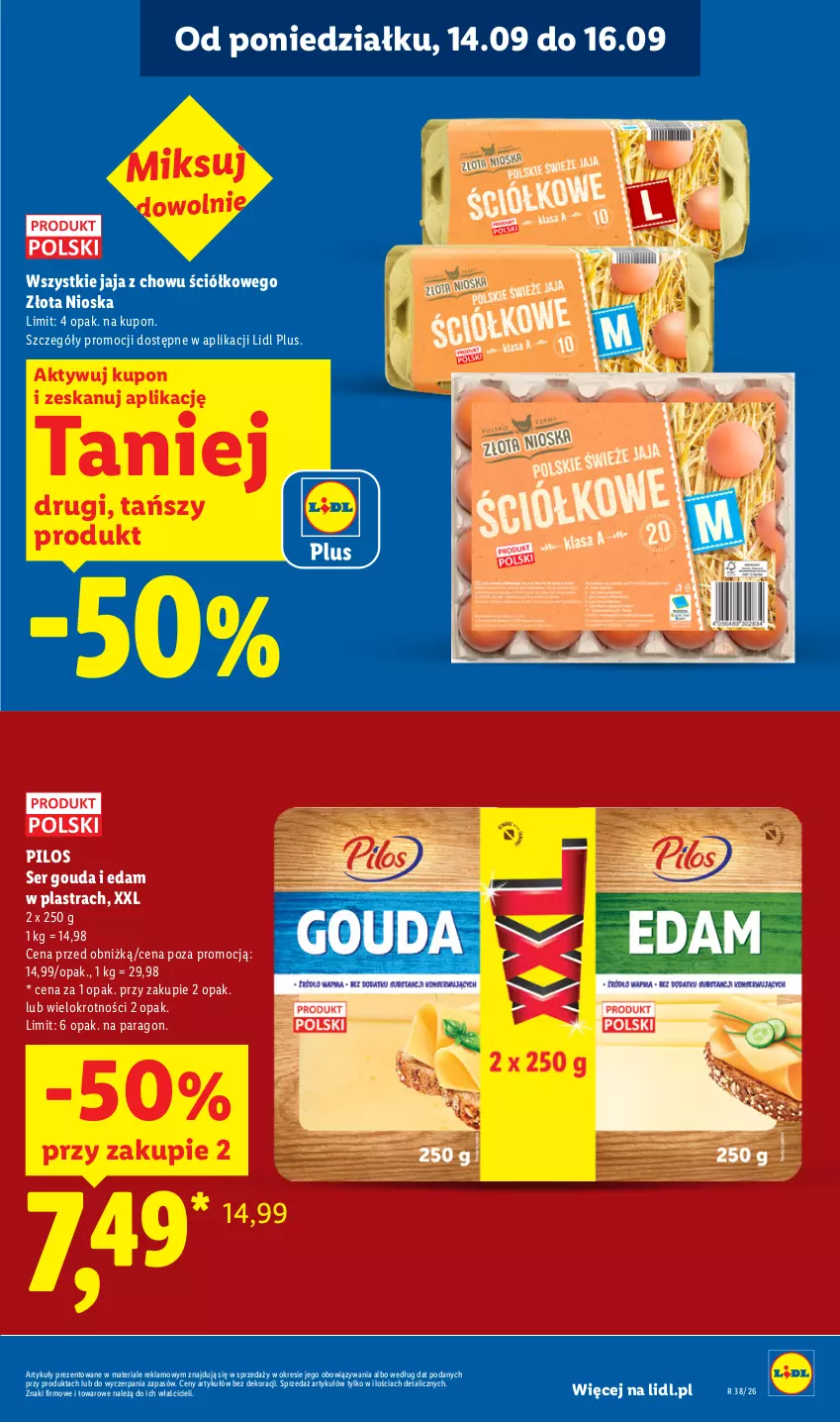 Gazetka promocyjna Lidl - Gazetka ważna od 14.09 do 16.09 - ważna 14.09 do 16.09.2026 - strona 5 - produkty: Edam, Gouda, Jaja, Pilos, Ser
