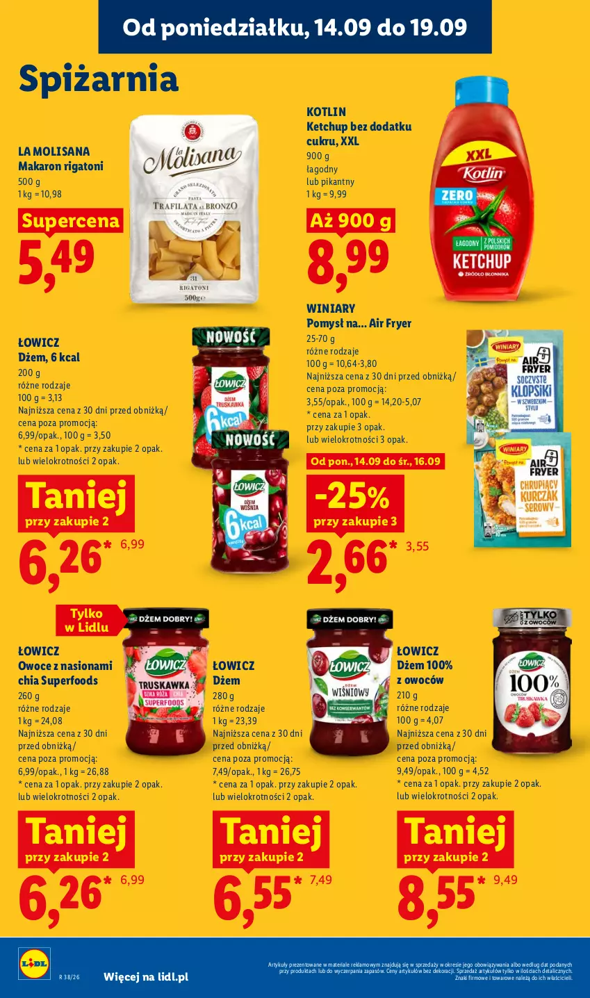 Gazetka promocyjna Lidl - Gazetka ważna od 14.09 do 16.09 - ważna 14.09 do 16.09.2026 - strona 70 - produkty: Chia, Dżem, Isana, Ketchup, Kotlin, Makaron, Owoce, Winiary