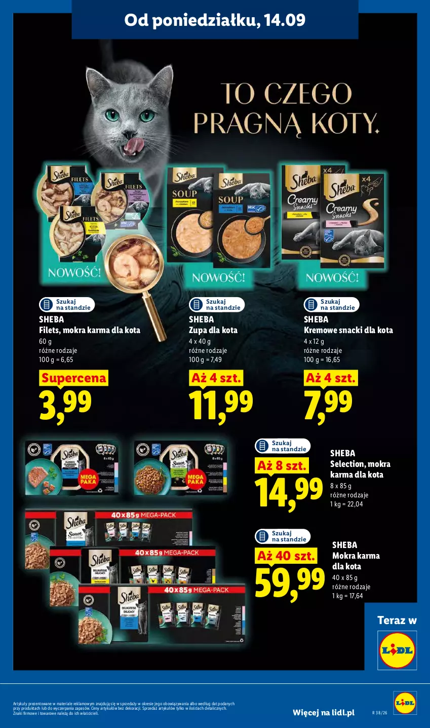 Gazetka promocyjna Lidl - Gazetka ważna od 14.09 do 16.09 - ważna 14.09 do 16.09.2026 - strona 75 - produkty: Mokra karma, Sheba, Tera, Zupa