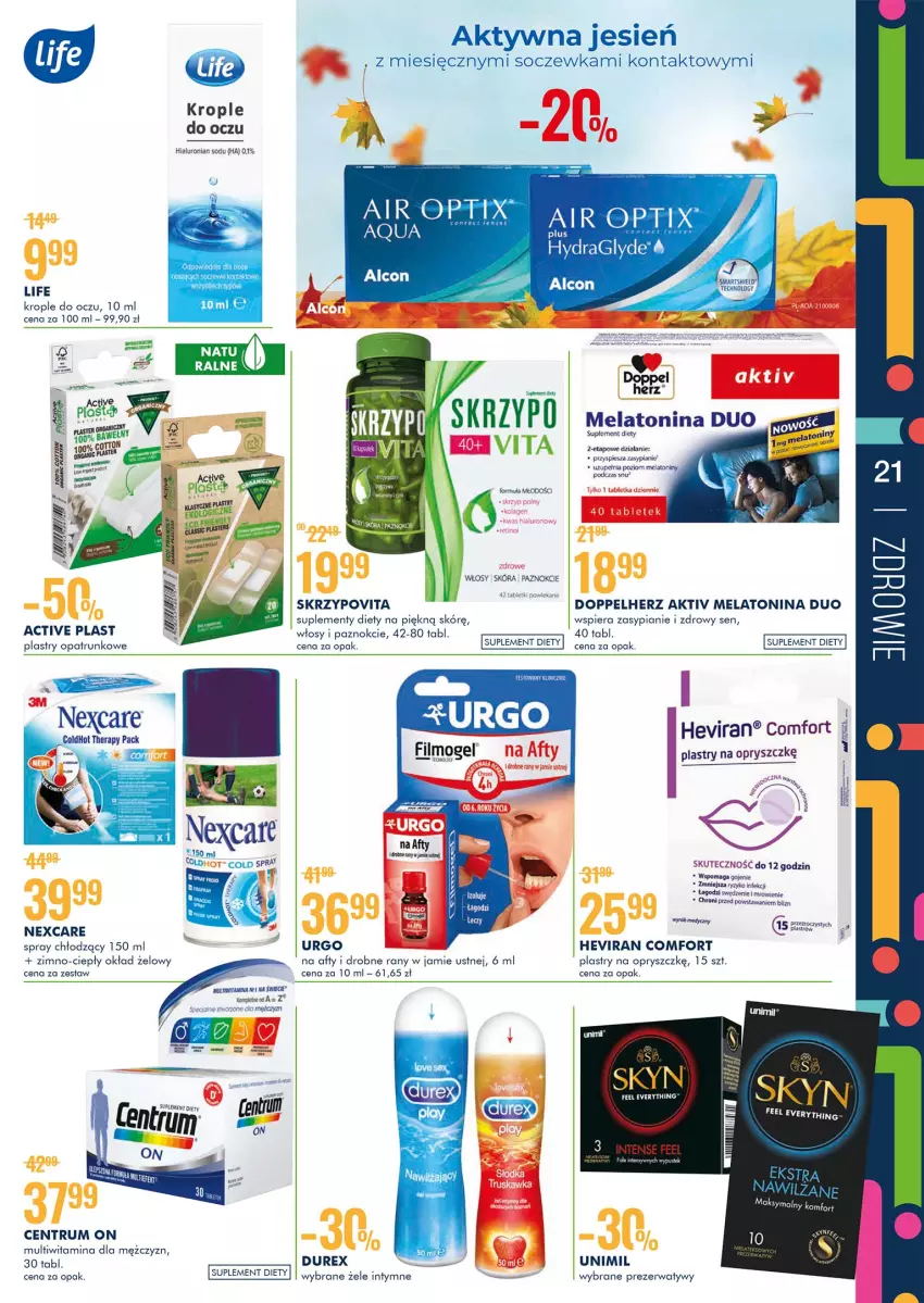 Gazetka promocyjna Super Pharm - Gazetka - ważna 14.10 do 24.10.2021 - strona 21 - produkty: Alcon, Doppelherz, Durex, Fa, Krople do oczu, Plastry opatrunkowe, Prezerwatyw, Rum, Suplement diety, Urgo