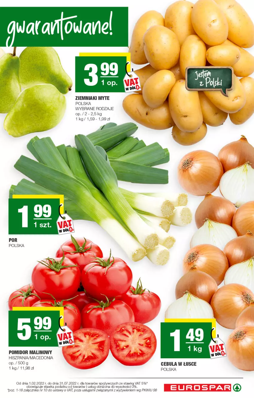 Gazetka promocyjna Spar - EuroSpar - ważna 02.03 do 12.03.2022 - strona 5 - produkty: Cebula, Pomidor malinowy, Sok, Ziemniaki