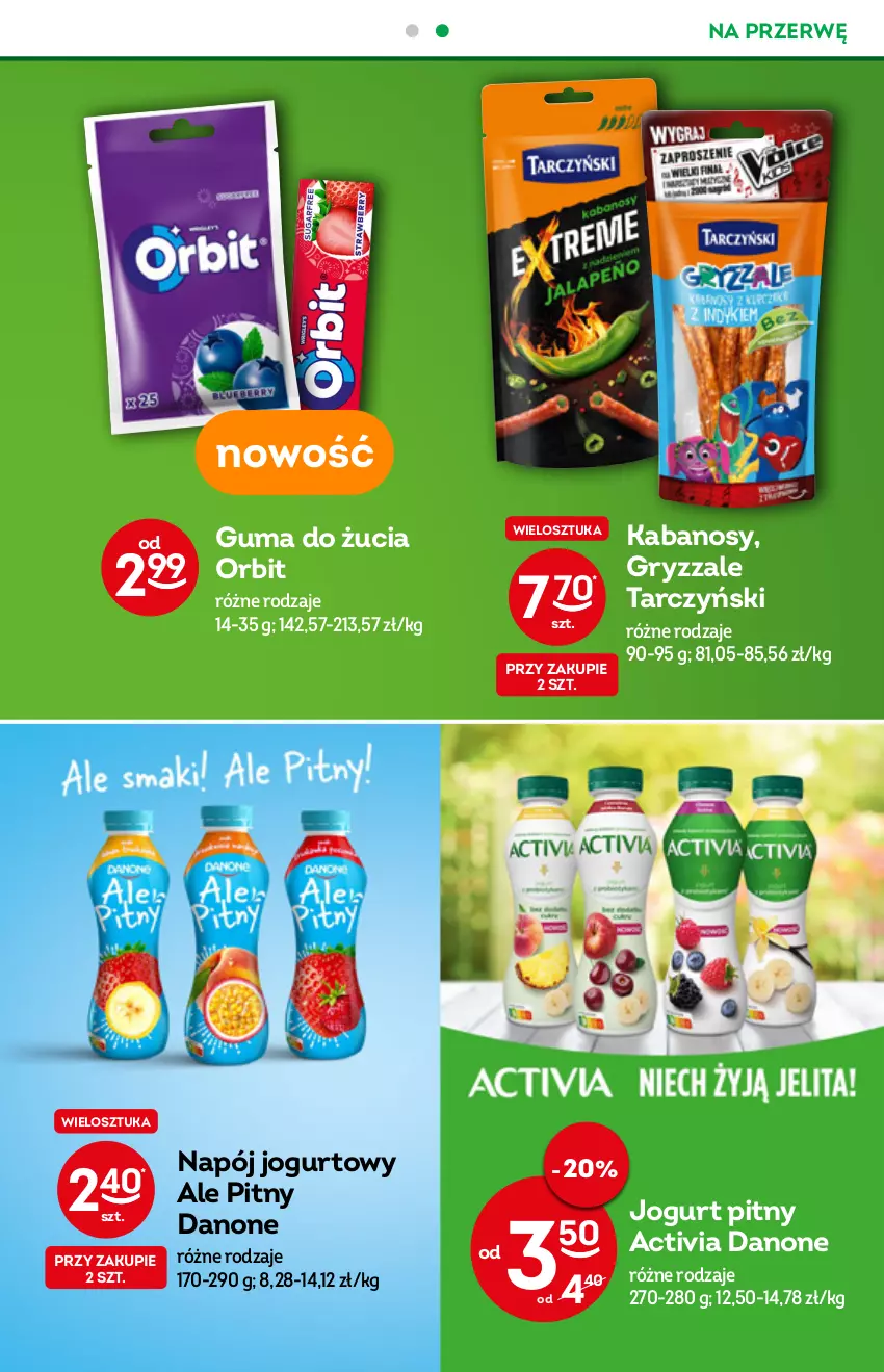 Gazetka promocyjna Żabka - ważna 03.08 do 09.08.2022 - strona 37 - produkty: Activia, Danone, Gry, Guma do żucia, Jogurt, Jogurt pitny, Kabanos, Napój, Napój jogurtowy, Orbit, Tarczyński