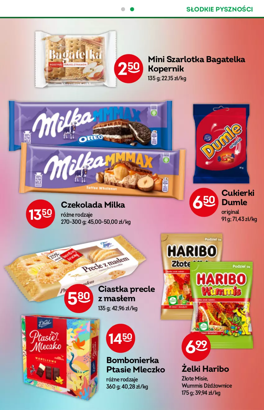 Gazetka promocyjna Żabka - ważna 03.08 do 09.08.2022 - strona 47 - produkty: Ciastka, Cukier, Cukierki, Czekolada, Gin, Haribo, Milka, Mleczko, Precle, Ptasie mleczko, Szarlotka