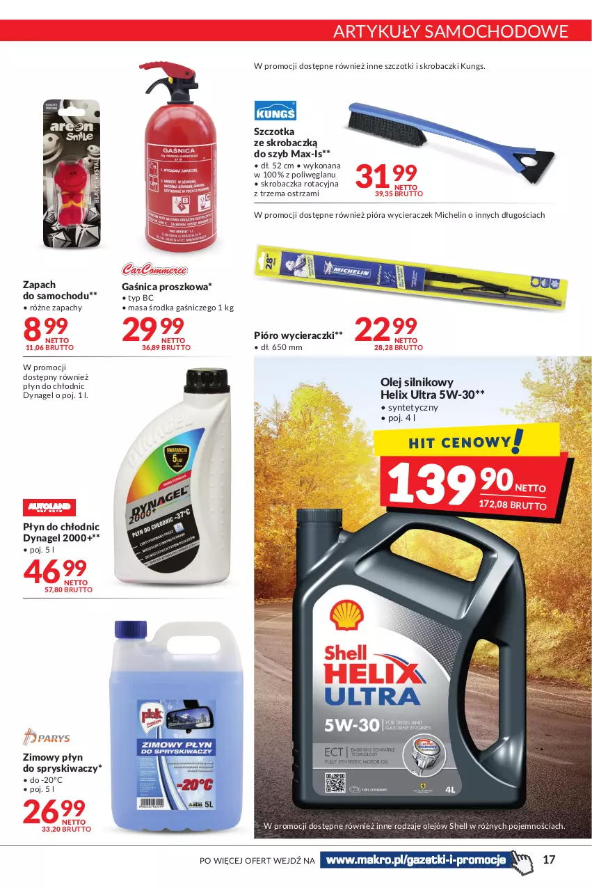 Gazetka promocyjna Makro - Najlepsze oferty - ważna 18.10 do 31.10.2022 - strona 17 - produkty: Gaśnica, Michelin, Olej, Olej silnikowy, Płyn do chłodnic, Płyn do spryskiwaczy, Skrobaczka, Szczotka