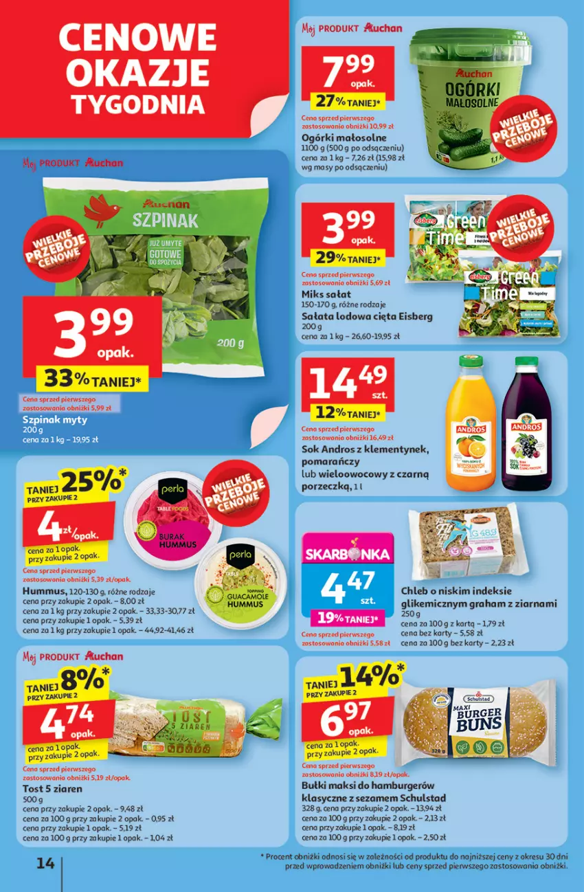 Gazetka promocyjna Auchan - JAK PRAGNĘ LATA Hipermarket - ważna 20.06 do 25.06.2025 - strona 16 - produkty: Burger, Chleb, Gra, Hamburger, Hummus, Mus, Por, Sałat, Sałata lodowa, Sezam, Sok