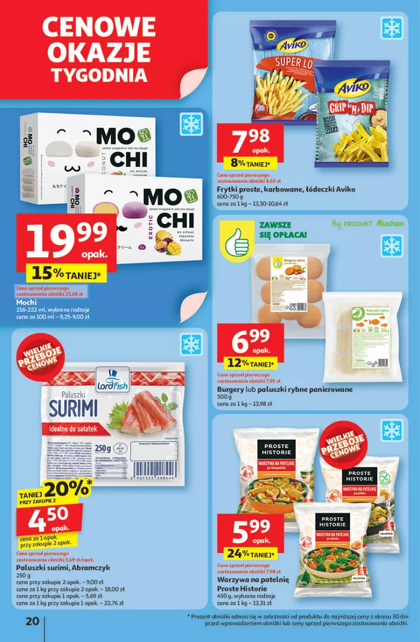 Gazetka promocyjna Auchan - JAK PRAGNĘ LATA Hipermarket - ważna 20.06 do 25.06.2025 - strona 22 - produkty: Burger, Frytki, Paluszki rybne, Surimi, Warzywa