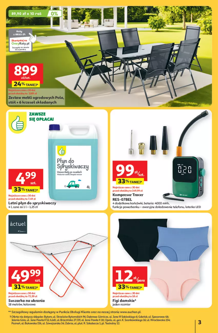 Gazetka promocyjna Auchan - JAK PRAGNĘ LATA Hipermarket - ważna 20.06 do 25.06.2025 - strona 3 - produkty: Acer, Bateria, Cars, Figi, Kompresor, Latarka, Latarka LED, Płyn do spryskiwaczy, Powerbank, Ser, Sos, Stół, Suszarka, Tarka, Telefon, Ubrania