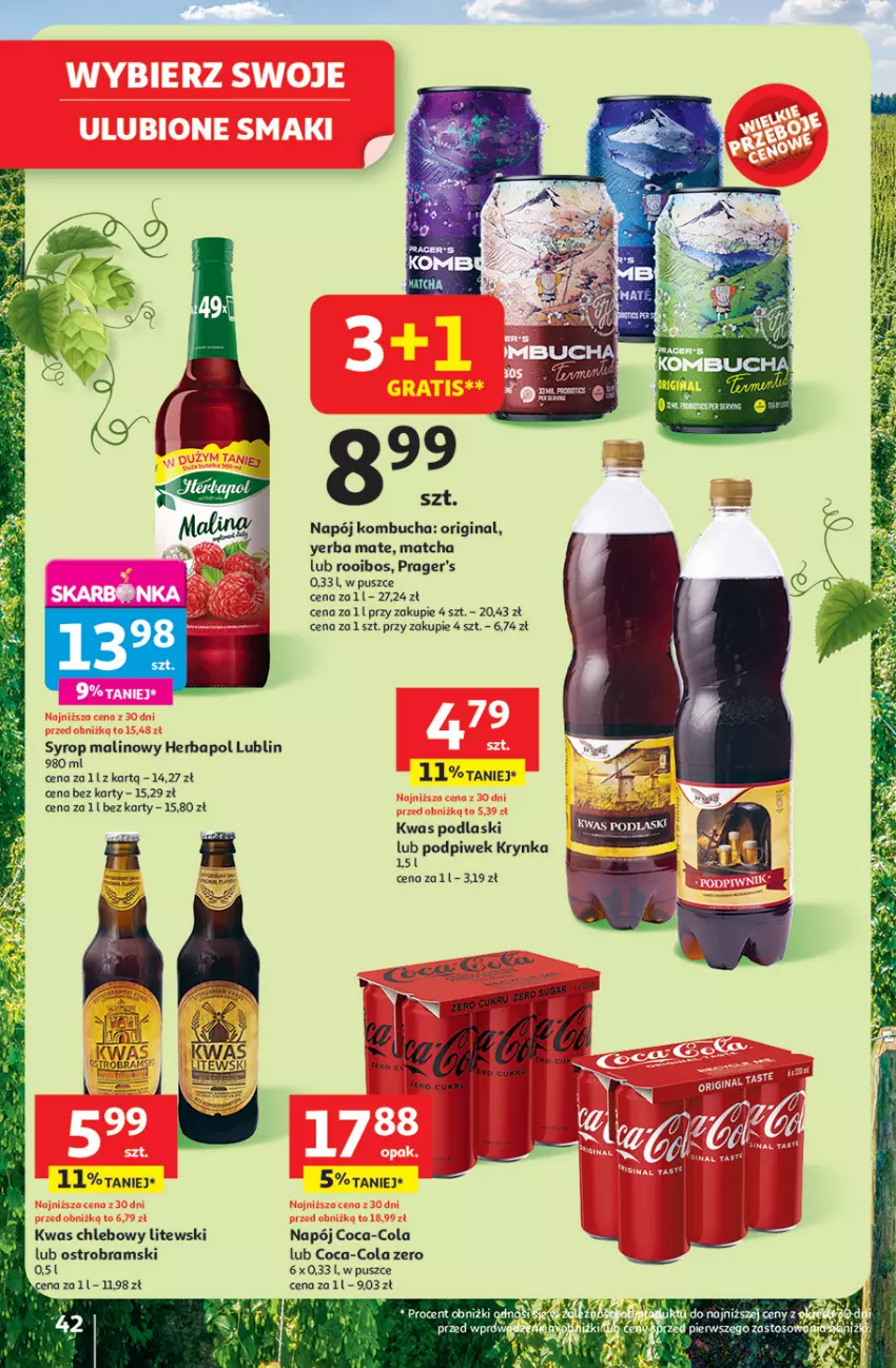 Gazetka promocyjna Auchan - JAK PRAGNĘ LATA Hipermarket - ważna 20.06 do 25.06.2025 - strona 44 - produkty: Chleb, Coca-Cola, Gin, Herbapol, Napój, Podlaski, Syrop
