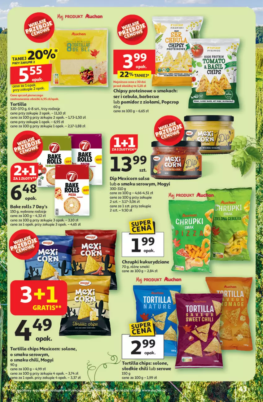 Gazetka promocyjna Auchan - JAK PRAGNĘ LATA Hipermarket - ważna 20.06 do 25.06.2025 - strona 45 - produkty: Bake Rolls, Cebula, Chipsy, Chrupki, Fa, Salsa, Ser, Tortilla, Tortilla Chips