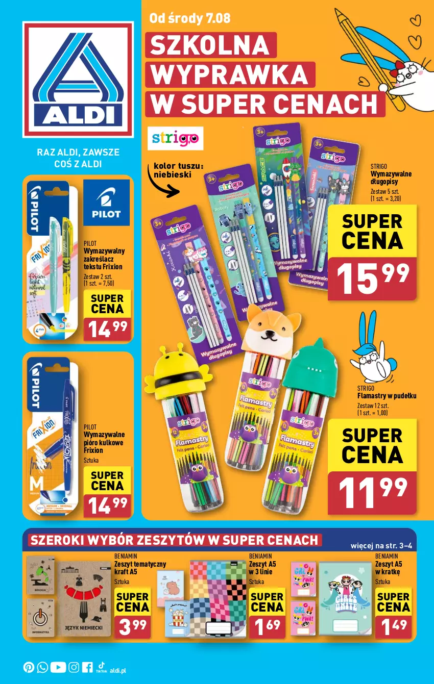 Gazetka promocyjna Aldi - Szkolna wyprawka w SUPER CENACH - ważna 07.08 do 14.08.2024 - strona 1 - produkty: Długopis, Flamastry, Tusz